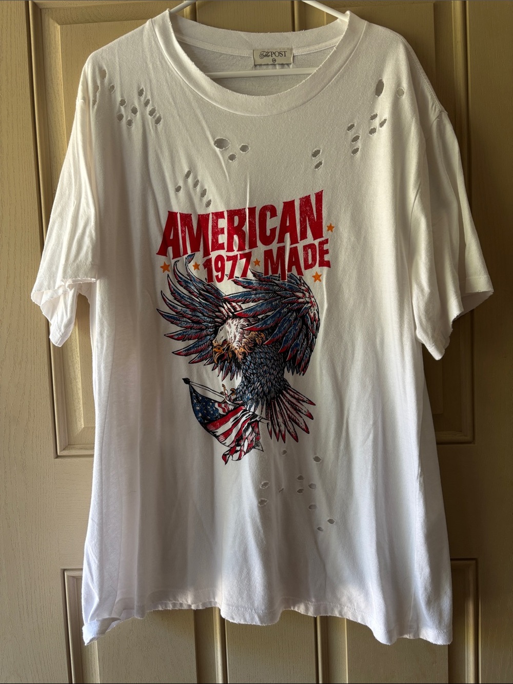 Vici White 'American 1977 Made' Eagle Graphic Short Sleeve Tee